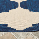 Safavieh Courtyard 5'-3" x 5'-3" Rug in Beige / Navy