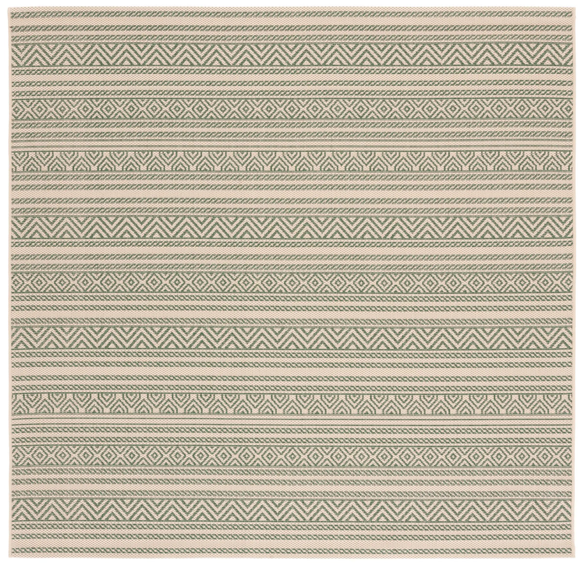 Safavieh Courtyard 6'-7" x 6'-7" Rug in Beige / Dark Green