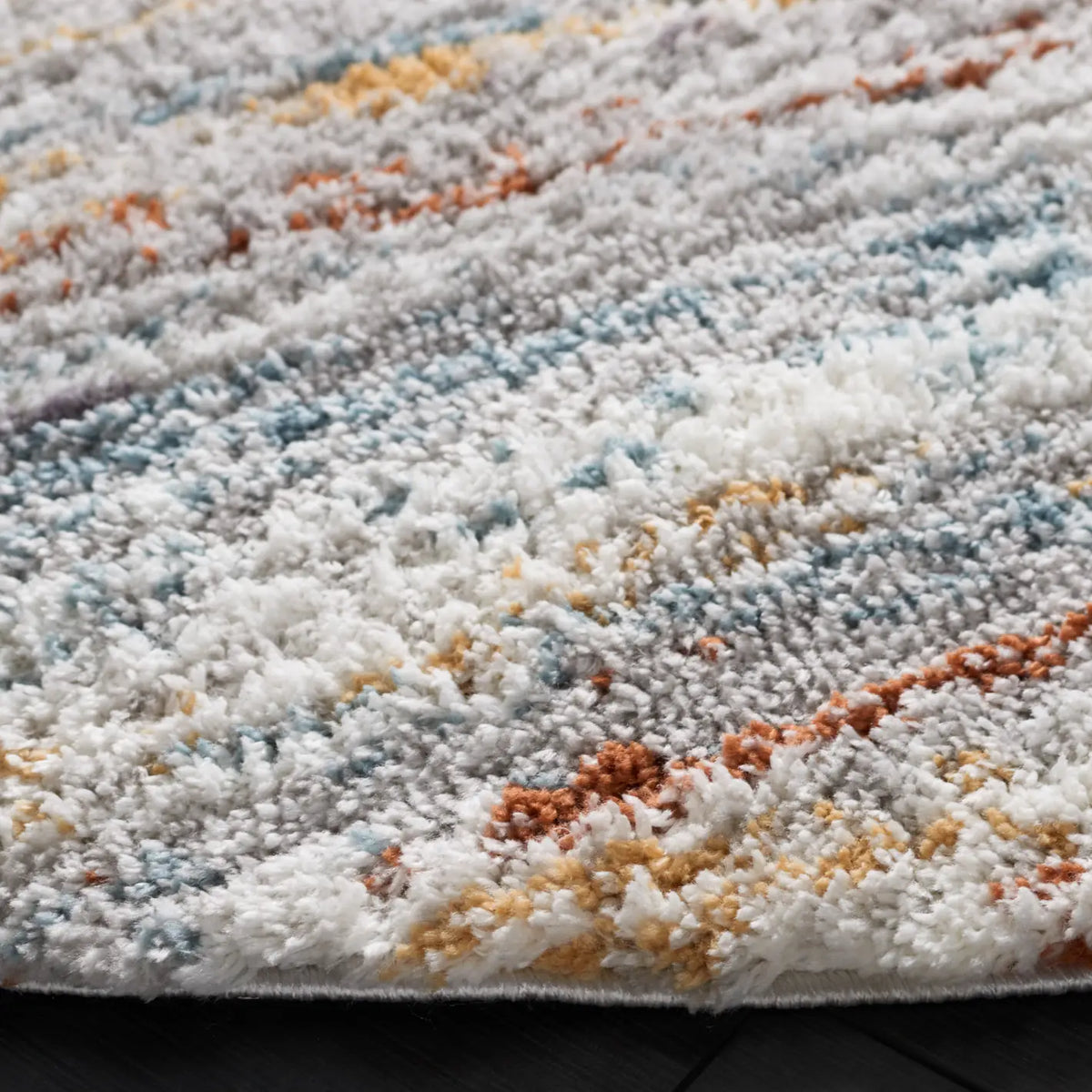 Safavieh Berber Shag 7'-0" x 7'-0" Rug in Blue Rust / Ivory