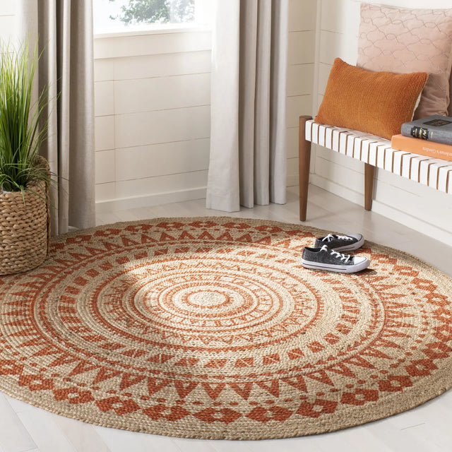 Safavieh Natural Fiber 5'-0" x 5'-0" Rug in Orange / Natural