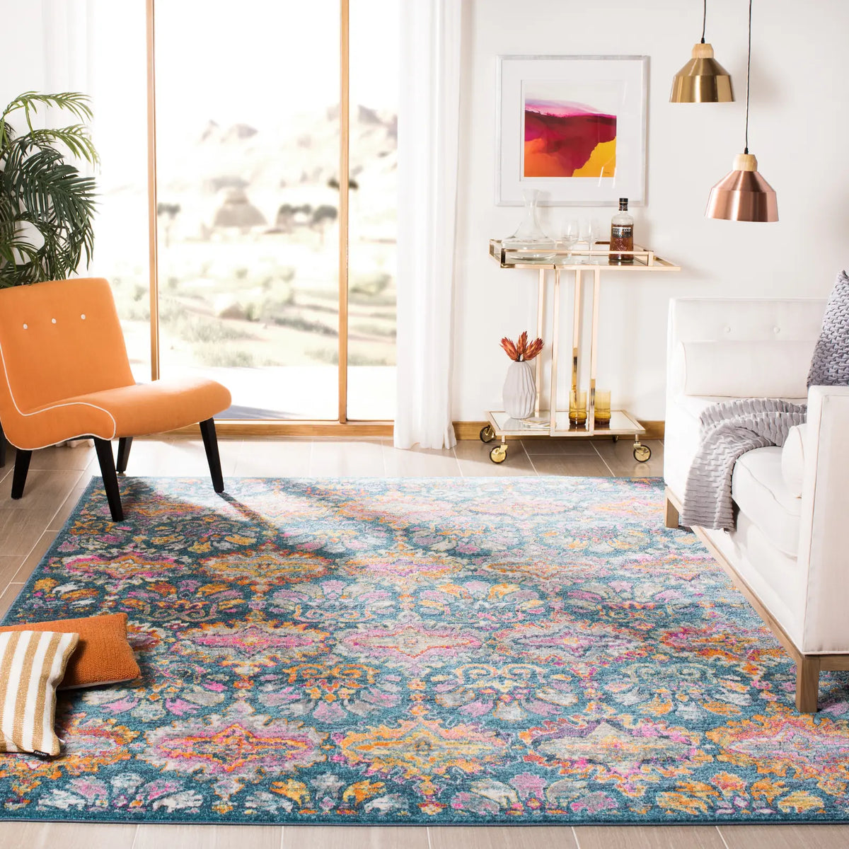 Safavieh Madison 10'-0" x 14'-0" Rug in Blue / Orange