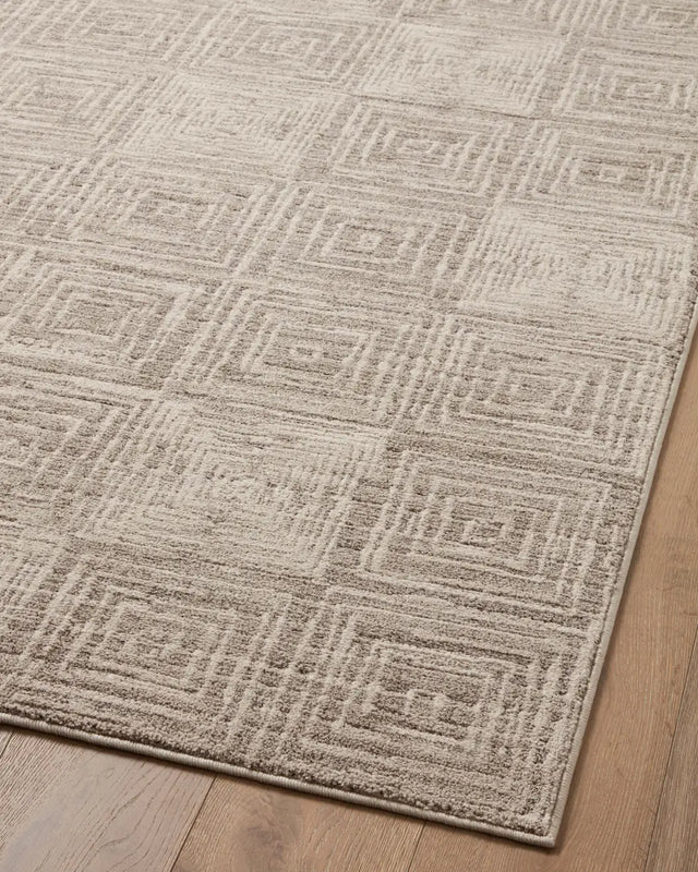 Loloi Darby Dar-05 Beige/Grey Rug - angled corner on wood