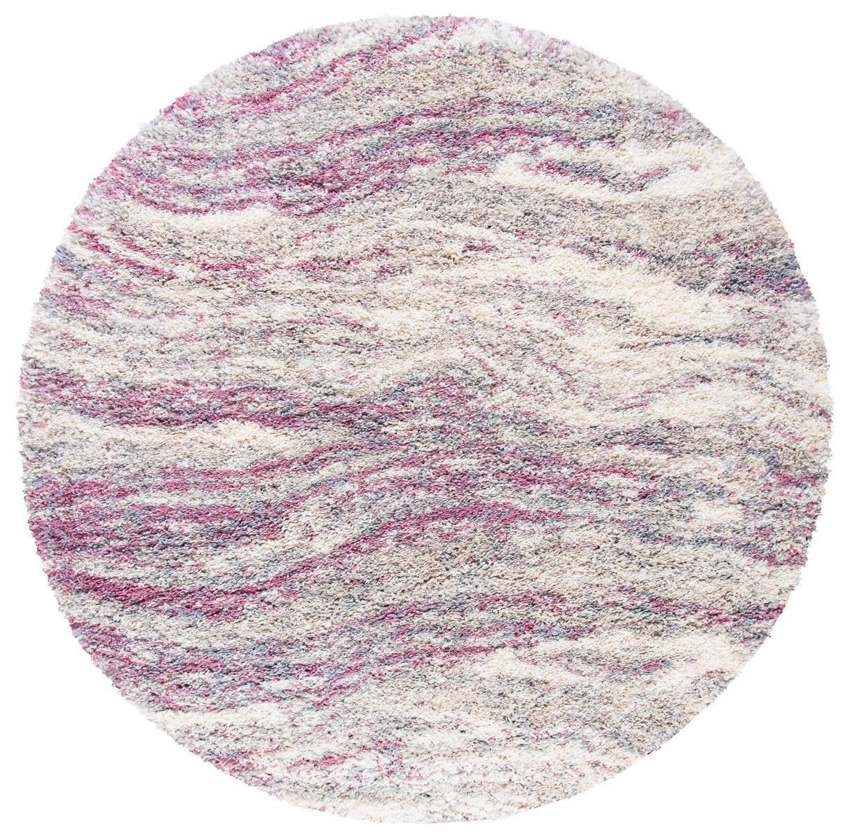 Safavieh Fontana Shag  800 5'-3" x 5'-3" Rug in Pink / Grey