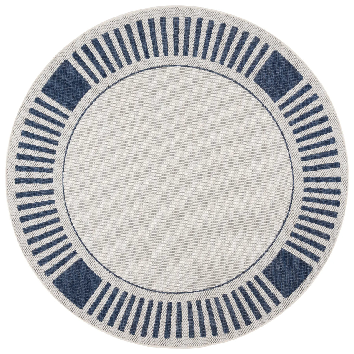 Safavieh Beach House 6'-7" x 6'-7" Rug in Ivory / Navy
