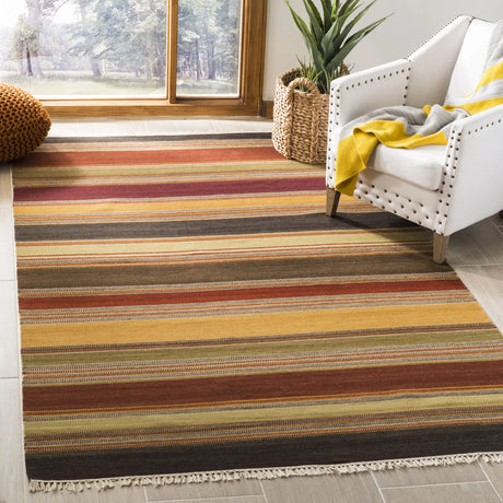 Safavieh Striped Kilim 5'-0" x 8'-0" Rug in Gold
