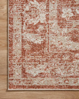 Loloi Odette Odt-03 Rust/Ivory Rug - corner on wood