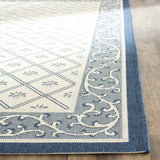 Safavieh Courtyard 4'-0" x 5'-7" Rug in Beige / Navy