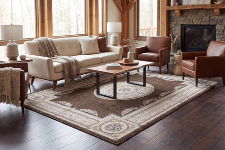 Dynamic Rugs Ancient Garden 57226 Brown/Cream Rug - Room