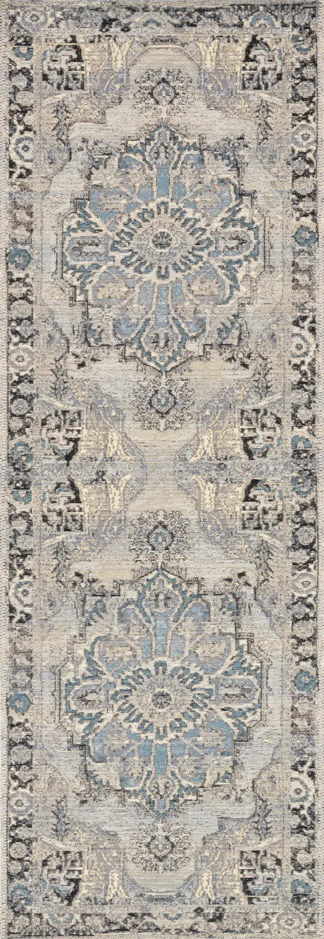 Loloi Mika Mik-01 Grey / Blue Rugs - runner flat