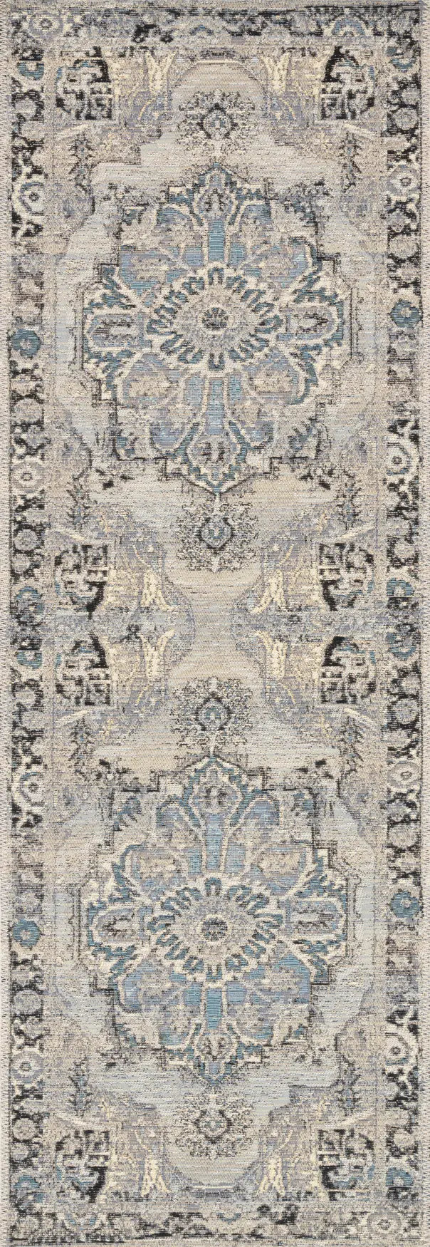 Loloi Mika Mik-01 Grey / Blue Rugs - runner flat