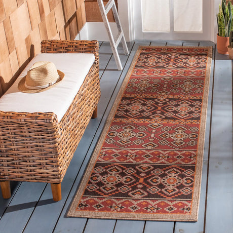 Safavieh Veranda 2'-3" x 8'-0" Rug in Red / Chocolate