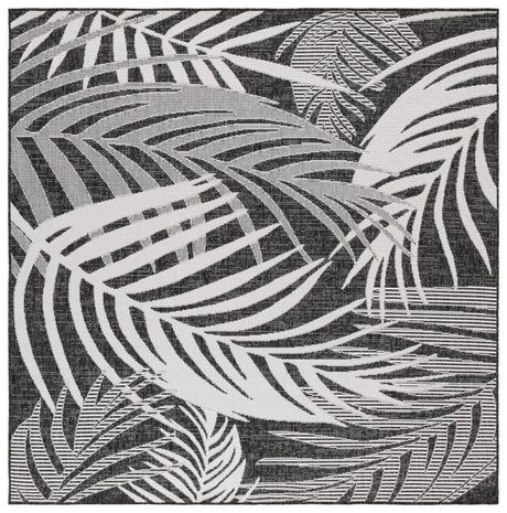 Safavieh Beach House 6'-7" x 6'-7" Rug in Charcoal / Ivory