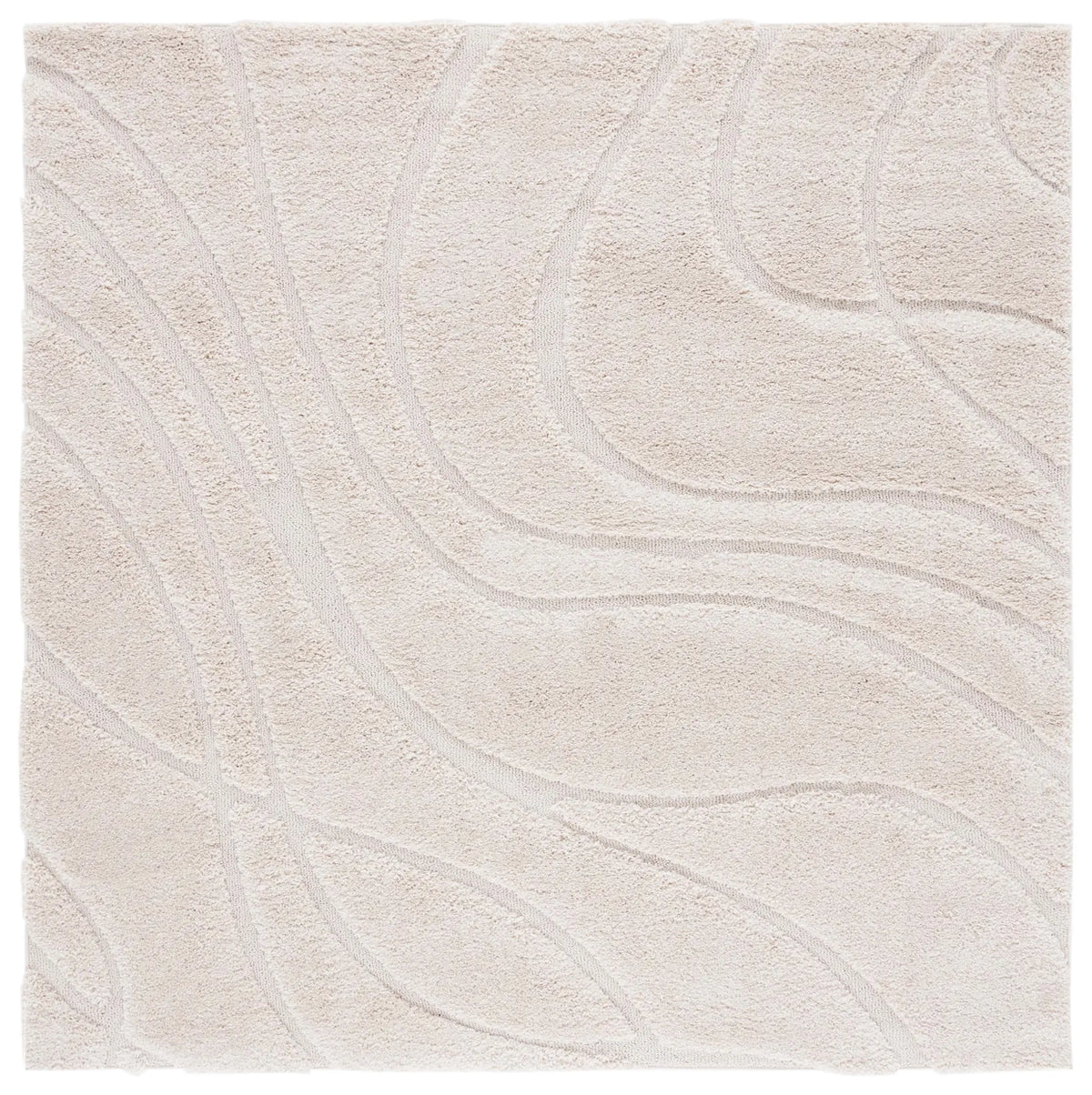 Safavieh Florida Shag 6'-7" x 6'-7" Rug in Creme / Creme