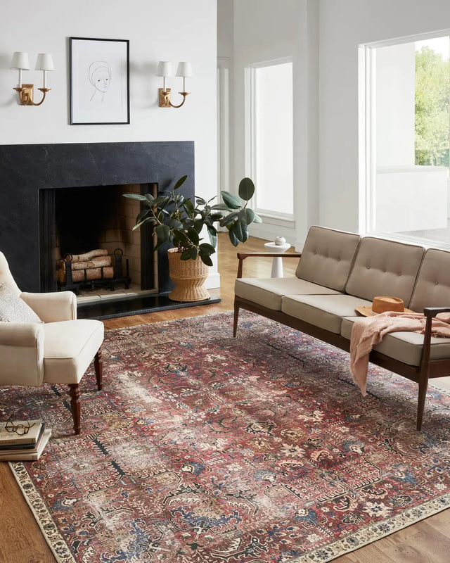Chris Loves Julia x Loloi Jules 1-Jul Merlot / Multi Rug - room scene 3