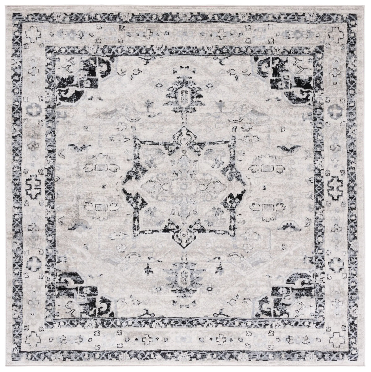 Safavieh Brentwood 6'-7" x 6'-7" Rug in Ivory / Black