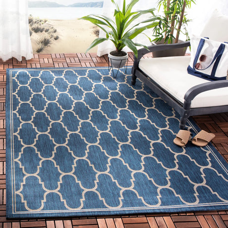 Safavieh Courtyard 5'-3" x 7'-7" Rug in Navy / Beige
