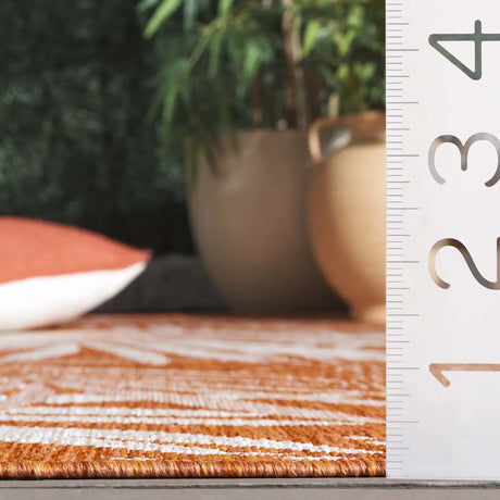 Safavieh Beach House 4'-0" x 6'-0" Rug in Orange / Ivory
