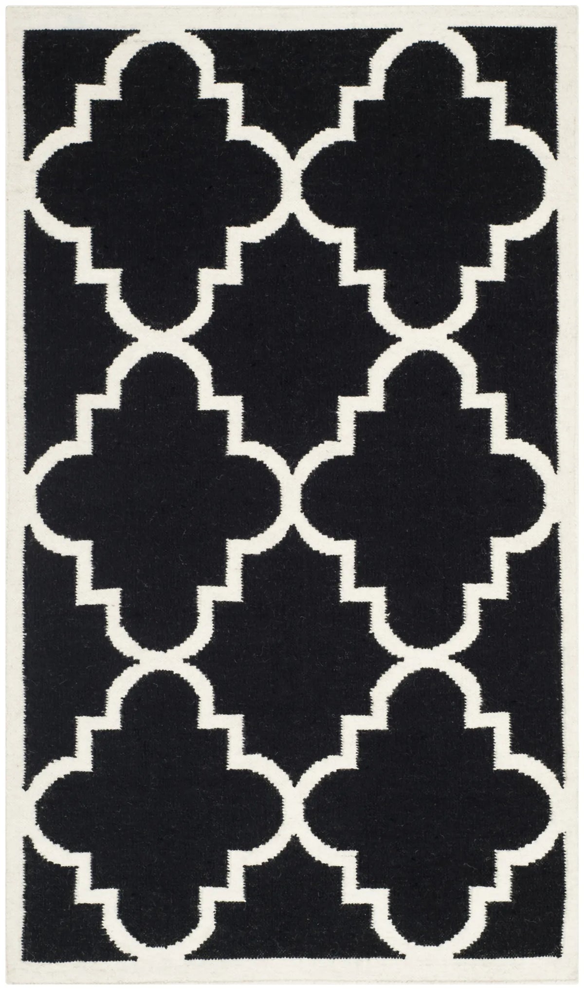 Safavieh Dhurries 3'-0" x 5'-0" Rug in Black / Ivory