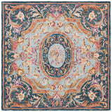 Safavieh Savonnerie 6'-0" x 6'-0" Rug in Navy / Pink
