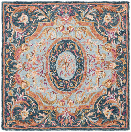 Safavieh Savonnerie 6'-0" x 6'-0" Rug in Navy / Pink