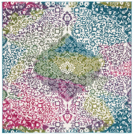 Safavieh Watercolor 5'-3" x 5'-3" Rug in Ivory / Fuchsia