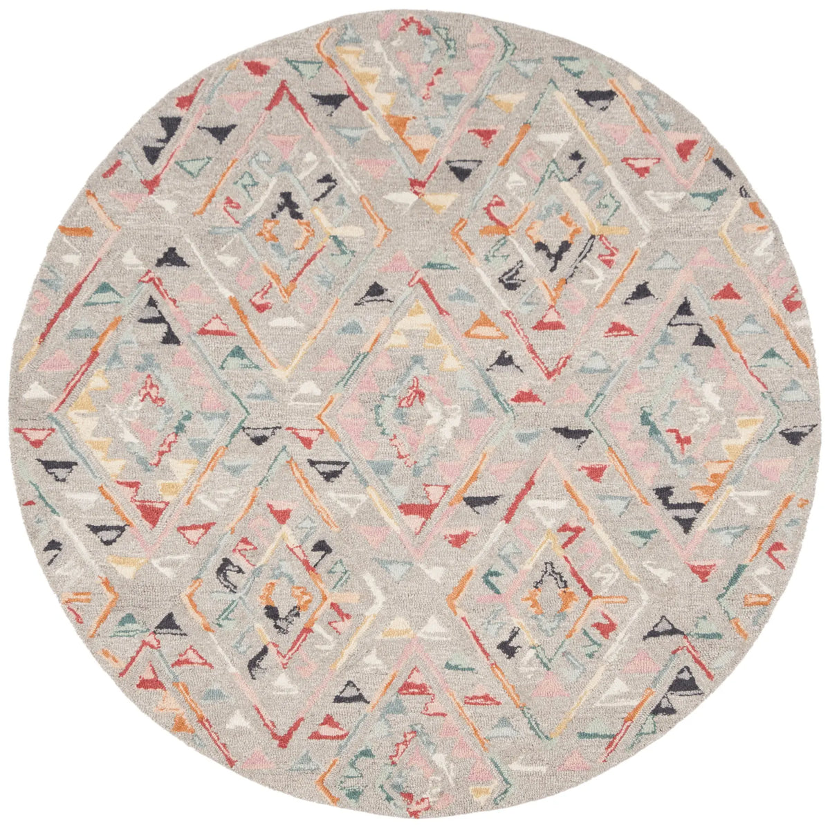 Safavieh Micro-Loop 5'-0" x 5'-0" Rug in Grey / Pink