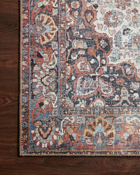 Loloi Wynter Wyn-01 Red/Multi Rugs - corner on wood