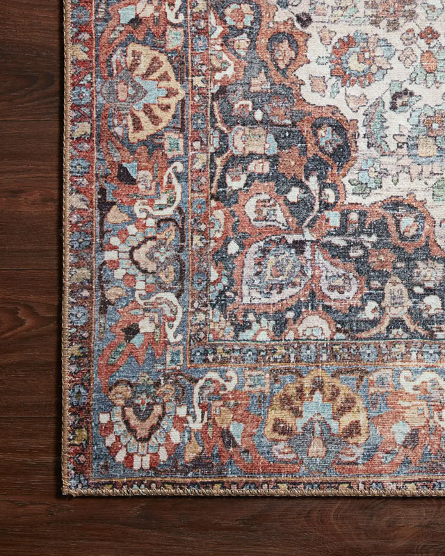 Loloi Wynter Wyn-01 Red/Multi Rugs - corner on wood
