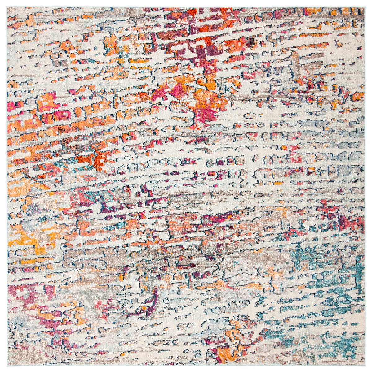 Safavieh Madison 6'-7" x 6'-7" Rug in Light Blue / Orange