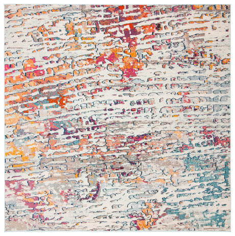 Safavieh Madison 6'-7" x 6'-7" Rug in Light Blue / Orange