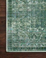 Loloi Mika Mik-06 Green / Mist Rugs - corner on wood