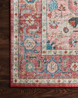 Loloi Skye Sky-05 Brick/Ocean Rugs - corner on wood