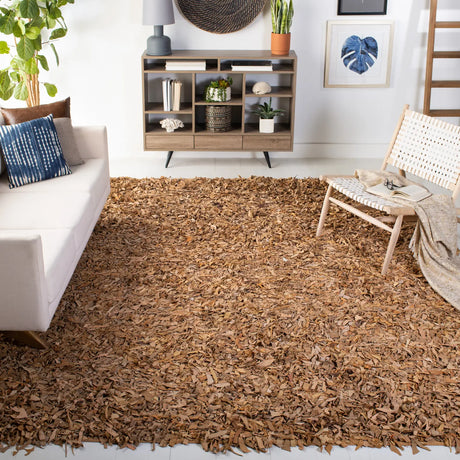 Safavieh Leather Shag 6'-0" x 9'-0" Rug in Light Gold