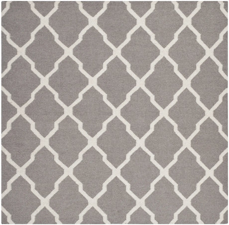 Safavieh Dhurries 6'-0" x 6'-0" Rug in Dark Grey / Ivory