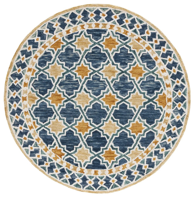 Safavieh Aspen 5'-0" x 5'-0" Rug in Navy / Yellow