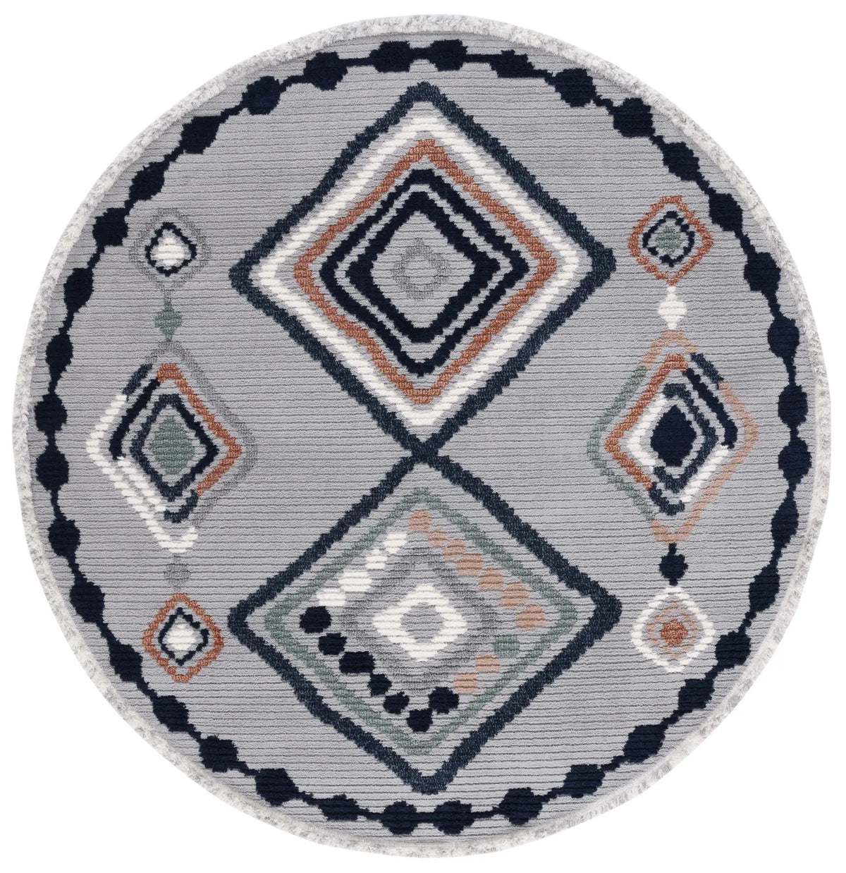 Safavieh Marrakesh 6'-7" x 6'-7" Rug in Grey / Blue Rust