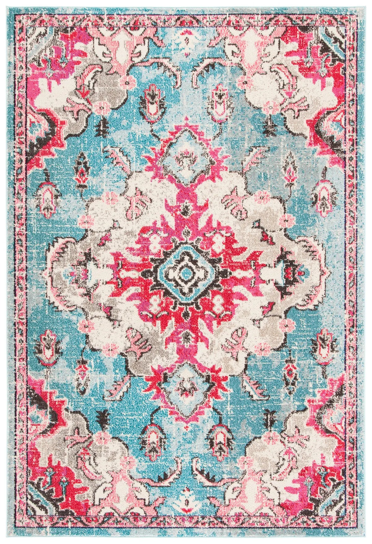 Safavieh Madison 4'-0" x 6'-0" Rug in Light Blue / Fuchsia