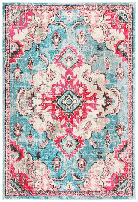 Safavieh Madison 4'-0" x 6'-0" Rug in Light Blue / Fuchsia