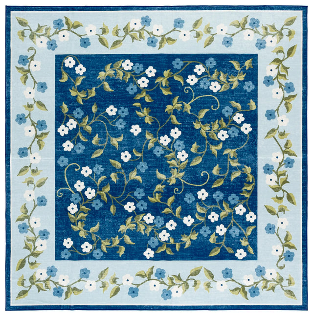 Safavieh Martha Stewart Washable 6'-0" x 6'-0" Rug in Dark Blue / Light Blue