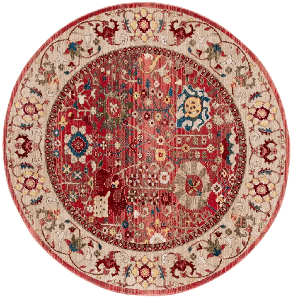 Safavieh Kashan 6'-7" x 6'-7" Rug in Red / Beige