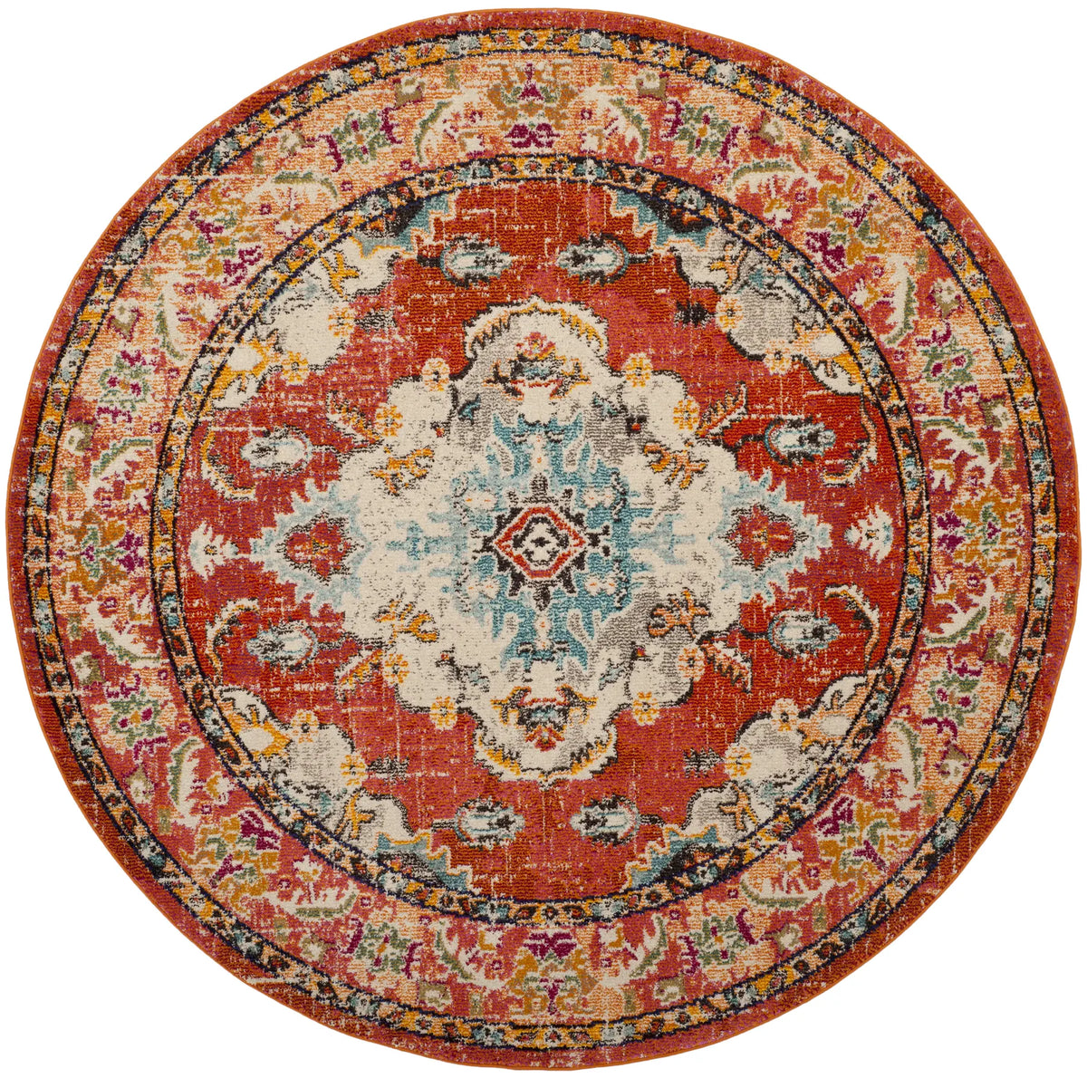 Safavieh Monaco 6'-7" x 6'-7" Rug in Orange / Light Blue