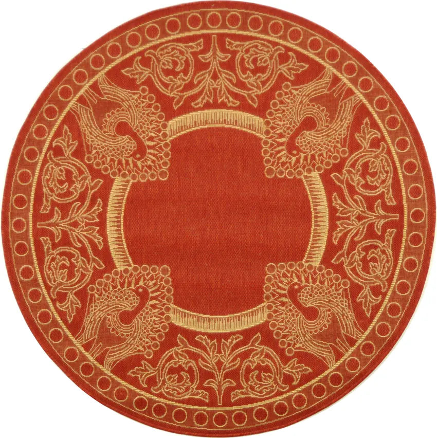 Safavieh Courtyard 5'-3" x 5'-3" Rug in Red / Natural