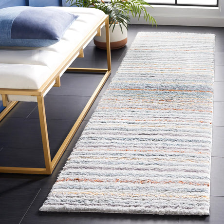 Safavieh Berber Shag 2'-3" x 8'-0" Rug in Blue Rust / Ivory