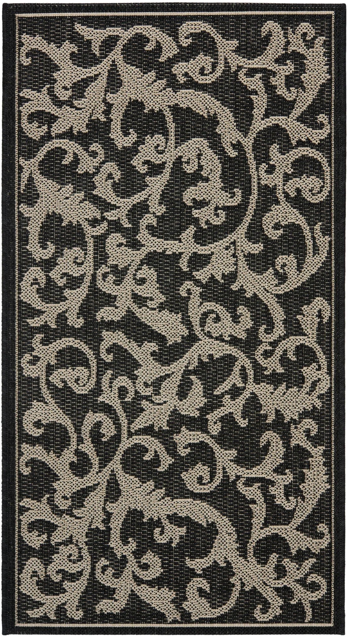 Safavieh Courtyard 2'-0" x 3'-7" Rug in Black / Sand