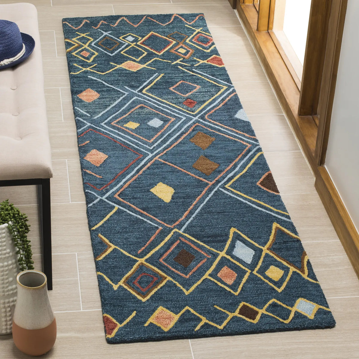 Safavieh Suzani 2'-3" x 10'-0" Rug in Dark Blue / Multi