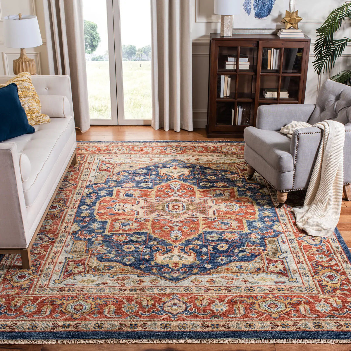 Safavieh Samarkand 10'-0" x 14'-0" Rug in Navy / Rust