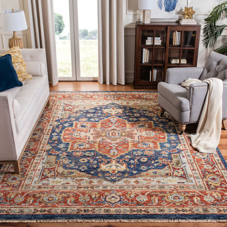 Safavieh Samarkand 10'-0" x 14'-0" Rug in Navy / Rust