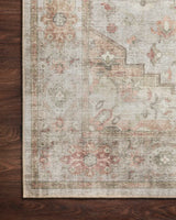 Loloi Heidi Hei-02 Sage/Multi Rugs - corner on wood