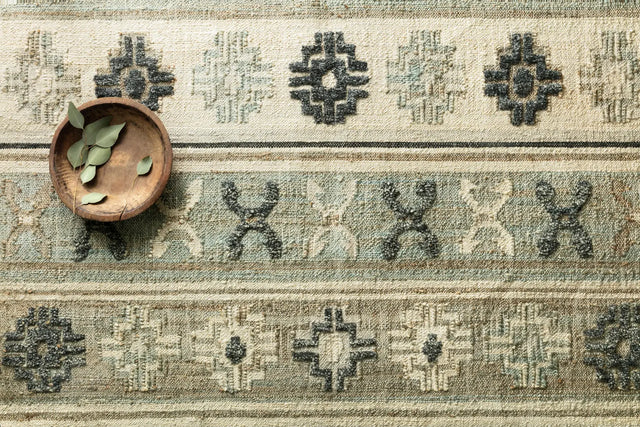 Loloi Owen Ow-01 Aqua / Ink Rugs - styled aerial 2