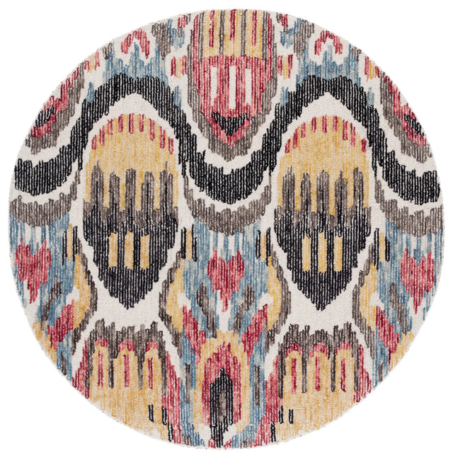 Safavieh Ikat 6'-0" x 6'-0" Rug in Black / Red